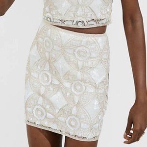 Express Rose Gold Sequin Mini Skirt